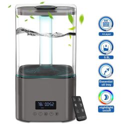 NEW 5.5L Mist Humidifier,Top-Filling Nightlight Design, Ultrasonic Humidifier with Customized Humidity & Auto Shut-Off & Timer Function, Remote