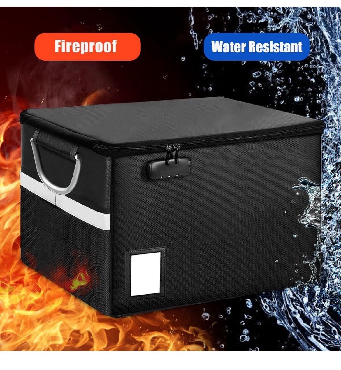 Fireproof Document File Organizer Box, Fireproof Safe Box with Lock, Portable Office Storage Cabinet for Hanging Letter/Legal Folder 16.1 x 12.9 x 11i