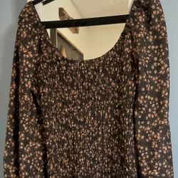 Floral Balloon Sleeve Dress