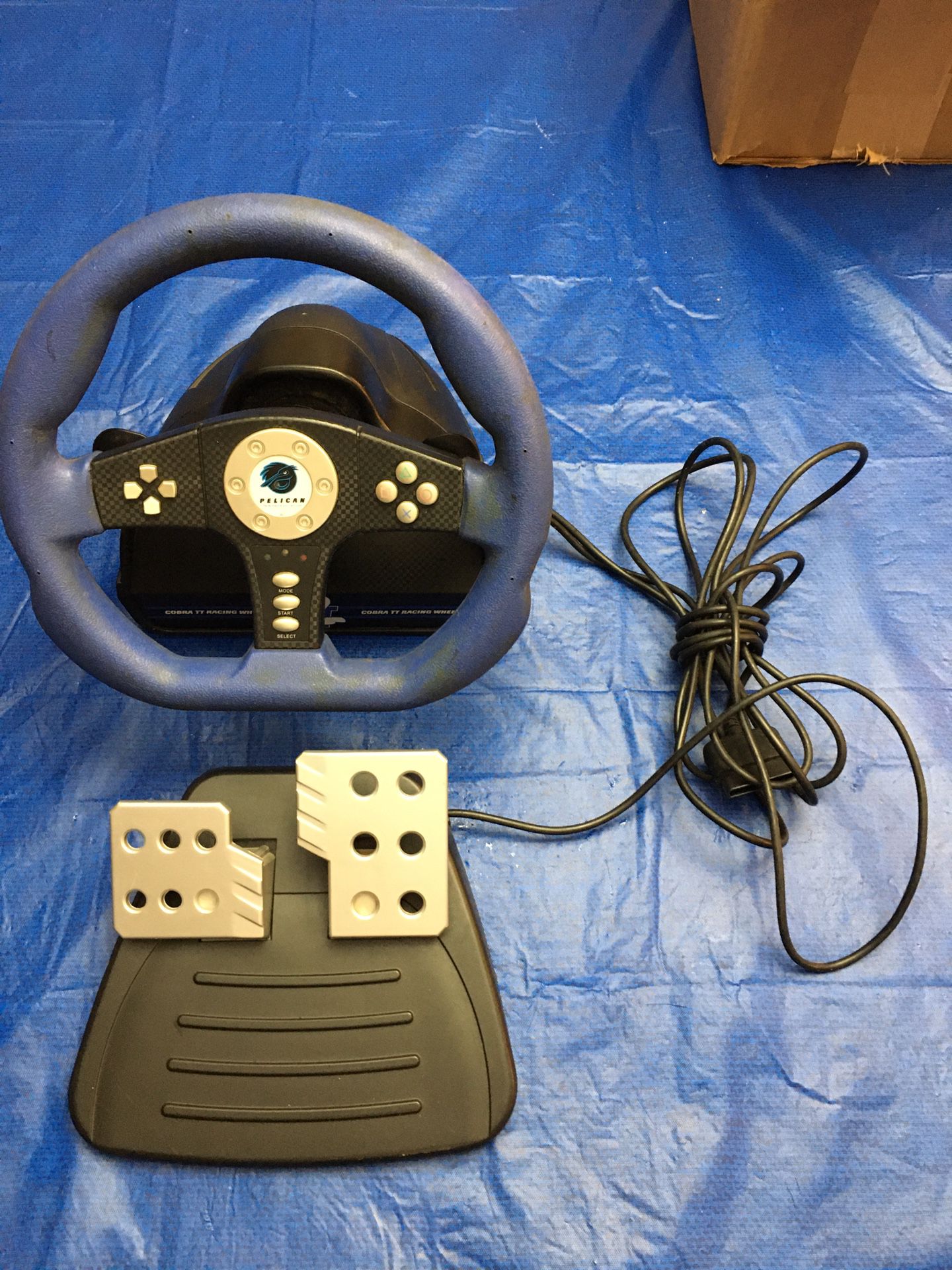 Pelican Playstation 2 PS2 Cobra TT Racing Steering Wheel Controller Pedal Was told it works great. Great condition There is No refunds or no returns
