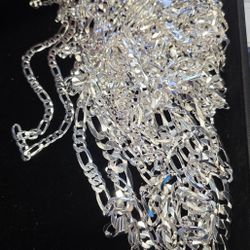 NEW STERLING SILVER .925 FIGARO CHAINS