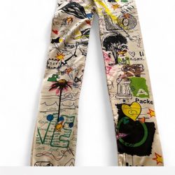 Love Legging Jersey spandex white with multi color multi patterns size 4-6 