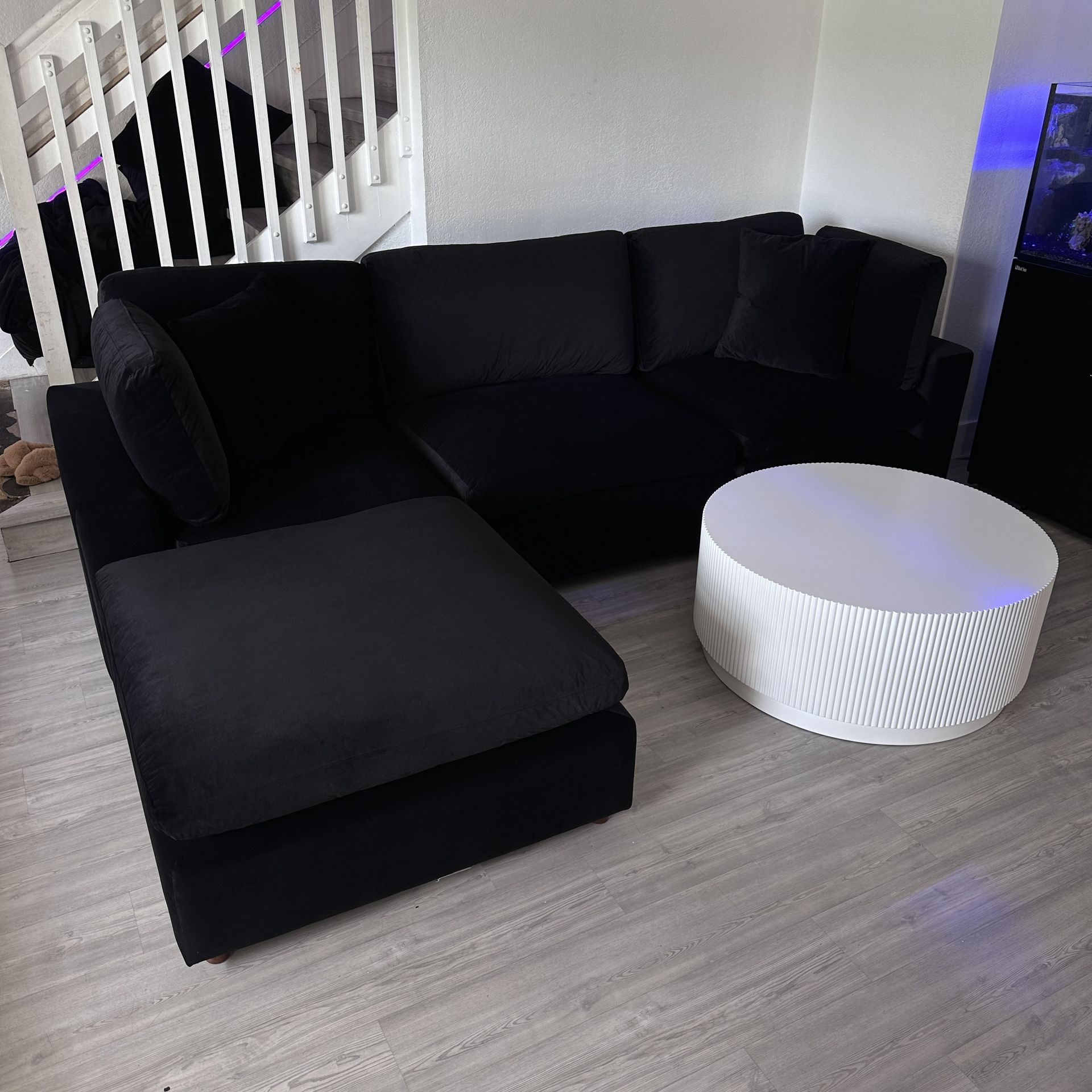 New Black Velvet Cloud Couch Sectional