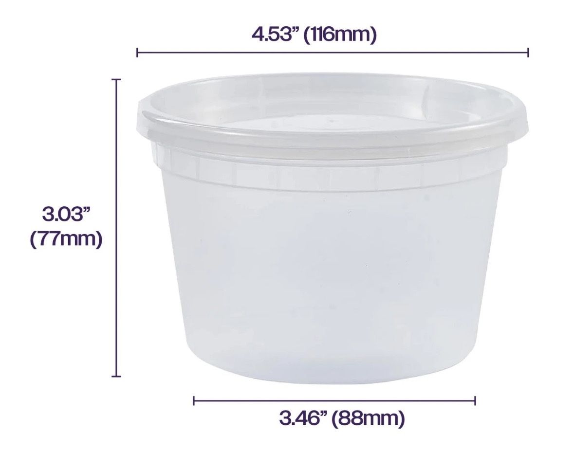 240 Count Per Carton - 16oz PLASTIC FOOD/SOUP CONTAINER  WITH LID