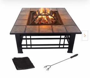 Newport tile top wood burning fire pit table