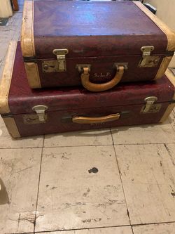 Vintage Monogrammed Luggage Set of 2