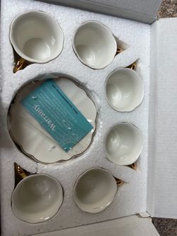 White and Gold Porcelain Tea Set