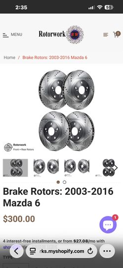 2003-2016 Mazda 6 performance rotor 4pc set NEW
