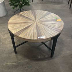 Chevron 36 in. Round Wood Top Brown and Black Cock