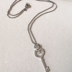 Heart Key (silver/diamond) Necklace 