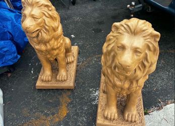 Pair Of Cement LION Statues- Good Condition