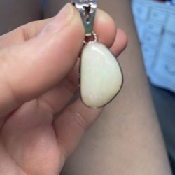 Sterling Silver And Genuine Opal Pendant 