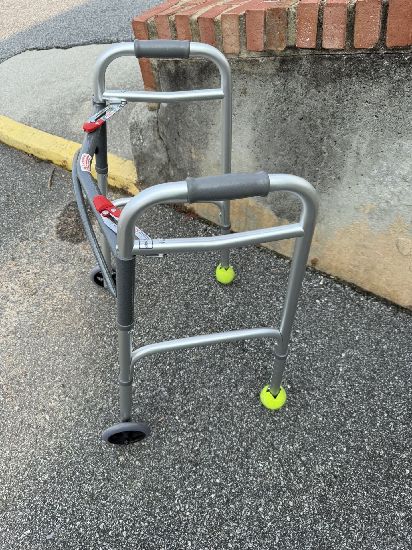 Drive 2 Button Folding Silver Walker W/Adjustable Height