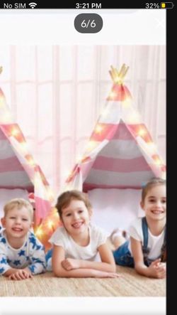 2 Set Kids Teepee Tent Bulk with Light String,Inflatable Airbed,Bedding Fitted Sheet,Natural Cotton Toddler Play Tent Washable Foldable for Girls Boys