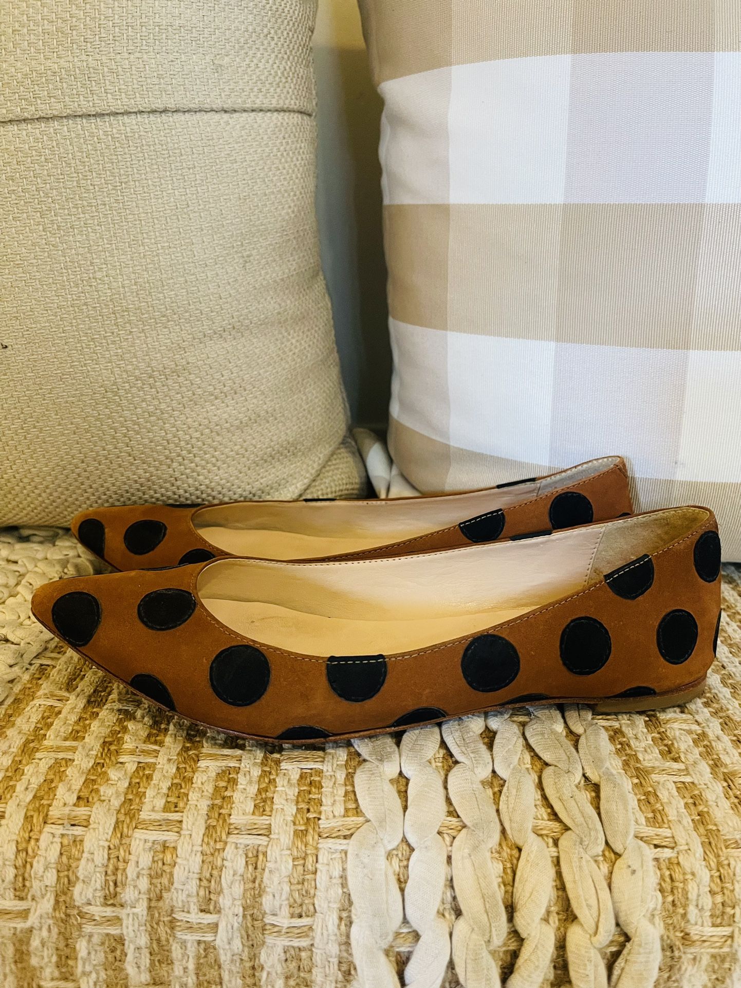 Women’s Loeffler Randall Quinnie Ballet Flats Dotted Calf Leather Print Size 9