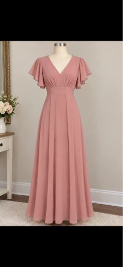 Dusty Rose Flutter Sleeve Maxi Dress