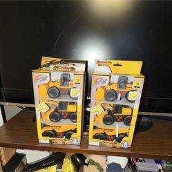 Fast Lane Construction Trucks Set Yellow Black Lights Sounds