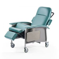 494^Geri Chair Recliner, 4-Position Reclining Geri Chair, Trendelenburg Medical Recliner Chair with 4 Wheels, Soft Padded Seat & 2 Trays for Hospital,