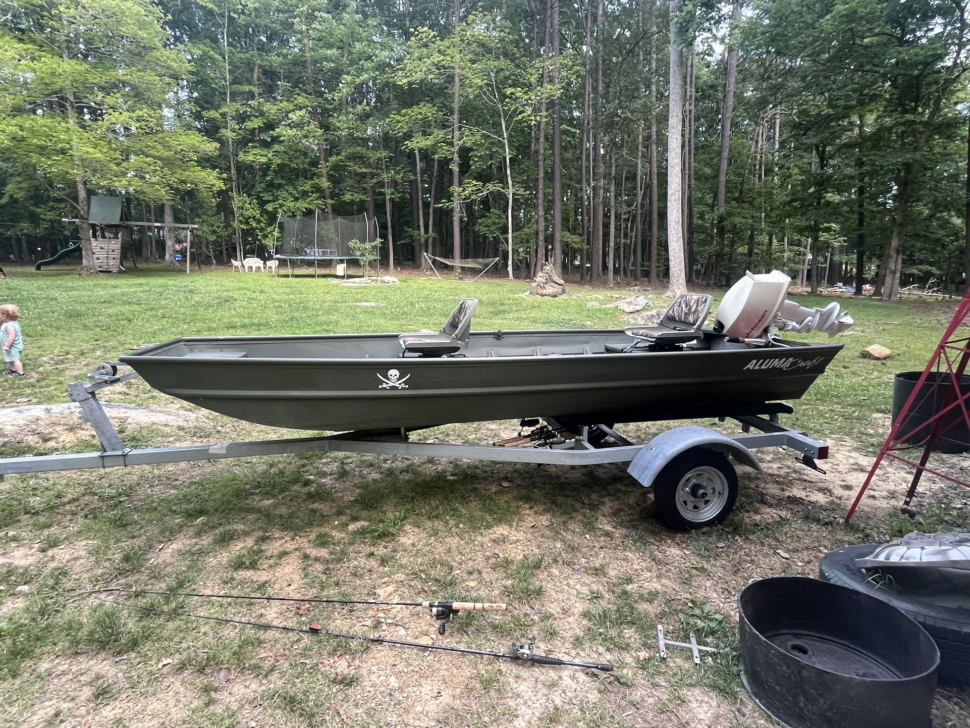 2022 Aluma Craft 14’ Jon Boat With 1970s Johnson