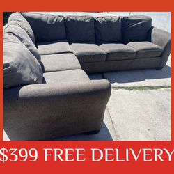 Dark Gray 2 piece SECTIONAL sectional couch sofa recliner (FREE CURBSIDE DELIVERY)