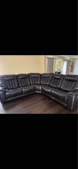 Large Brown Reclining Sectional Sofa