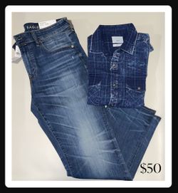 🎄Men’s Jean + Shirt Bundle 34x32 / Large🎄