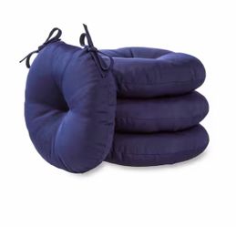 Solid Navy 15 in. Round Outdoor Seat Cushion (4-Pack)