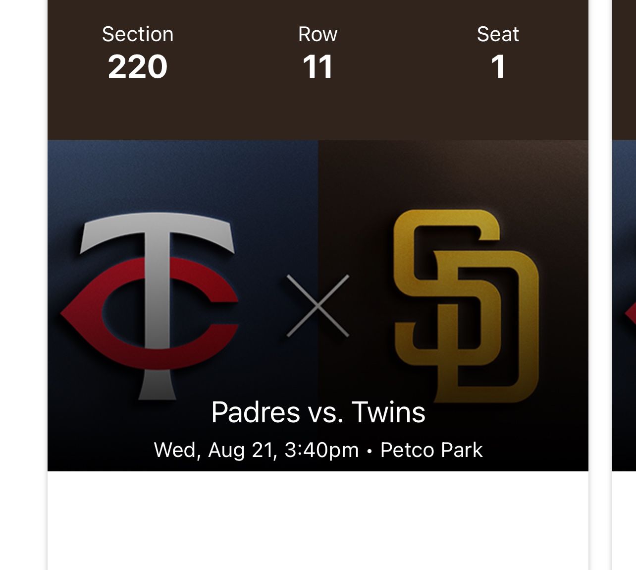 Padres Tickets 9/21/24 Padres v Twins 3:40pm