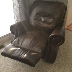 Power Recline Leather Couch And Leather Recliner.