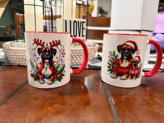 Boxer dog Christmas mugs