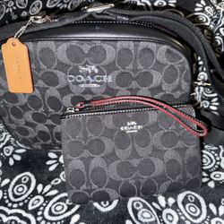 Coach Jamie Camera Bag In Signature Denim W/Matching Wristlet Wallet