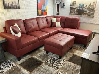 Red Sectional with Ottoman - 699.99