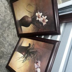 2 brown flower wall art decor 