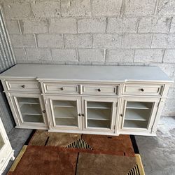 Storage Cabinet W/ Drawers And Glass Doors