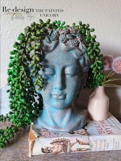 Sculpted Head Planter with Floral Crown