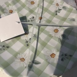 Brand new set of four salad size plates, gorgeous not ceramic