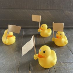 Set of (4) Squeaky ducks with flags for Jeep - bath - play - work 