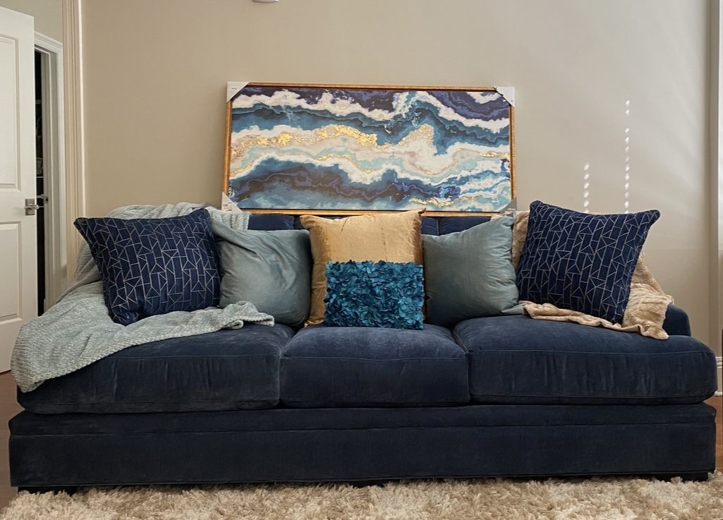 Large Navy Blue Sofa