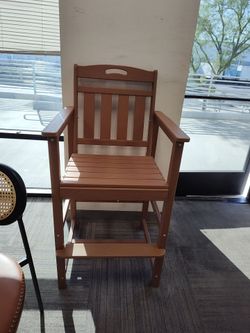 Tall Slatted Armchair with Footrest