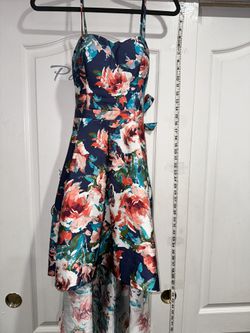 Venus Blue And Pink Multicolored High Low Floral Dress Size M