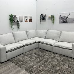 White Recliner Cloud Sectional Couch - Free Delivery