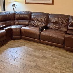 Leather Electric Recliner Sectional Couch 