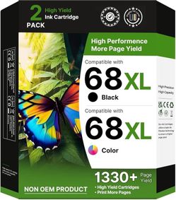 new 68XL 68e for HP 68 Ink Cartridges, Compatible for HP Ink 68, High Yield for HP 68 Ink Cartridges Black/Color Combo Pack Work with Envy 6155e 6555e