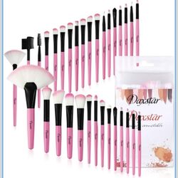 Makeup Brushes 32pcs, Premium Pink Brush Set for Full Make-up Blush Concealer Highlight Contour Lip Brush Multiple Style Girlish Beauty Tools Portable