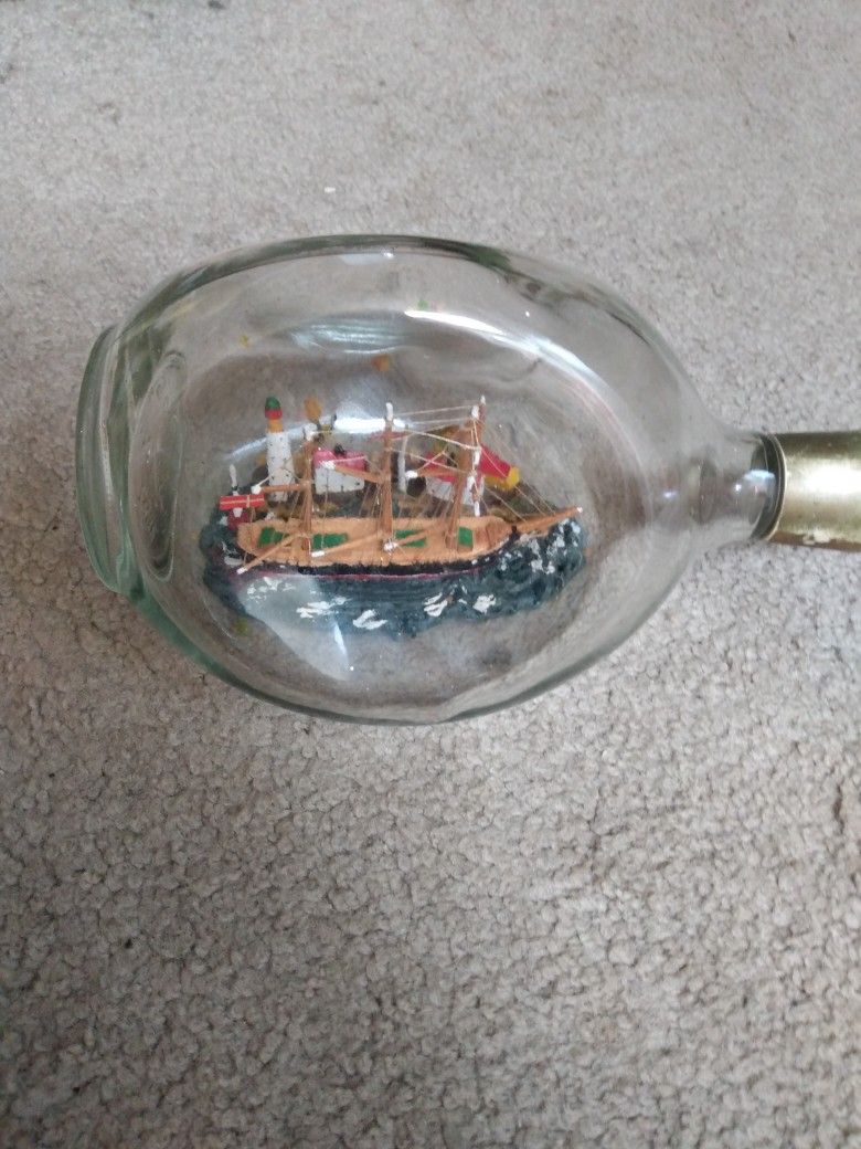 Antique Glass Ship In A Bottle