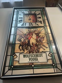 Vintage Clock , Wolfschmidt Vodka Mirror Clock
