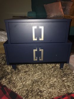 Set of 2 Matching Nightstands - Navy Blue