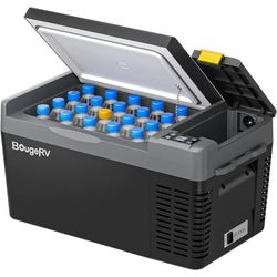 BougeRV 12 Volt Refrigerator, CRPRO 21 Quart 12V Car Fridge, Portable Freezer (-8℉~50℉), Compressor Electric Cooler with 12V/24 DC, 110-240 AC for Out