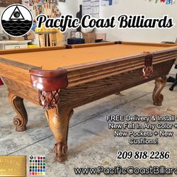 7ft Olhausen Pool Table (FREE Install + New Felt Any Color)