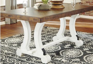 Valebeck Dining Table in White/Brown NEW in box